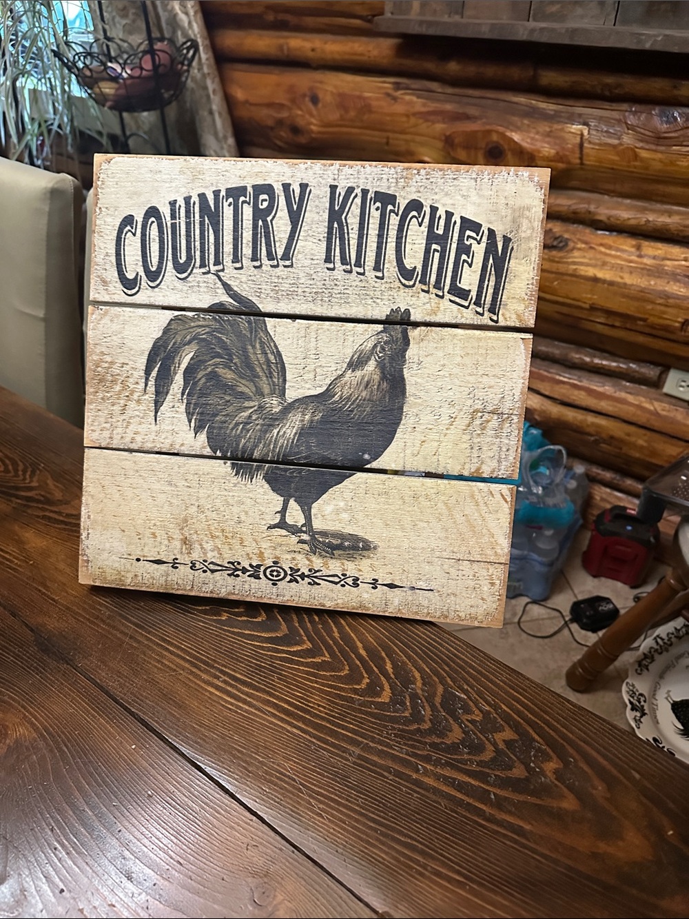 Cracker Barrel Country Kitchen Rooster Sign - Beige and Black
